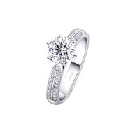 Simple Promise Rings, Faux Diamond Rings for Women 6 Prong 18.1K White Gold with White Round Shape Created Diamond Size U 1/2