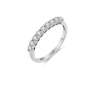 Simple Promise Rings for Women, Anillo de Compromiso para Mujer Elegant Row Design with Round Diamond 0.35Ct 9K White Gold Size M 1/2