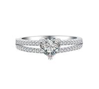 Simple Promise Rings for Women Oval Wedding Band 14K White Gold Au585 Size P 1/2 White 8X10mm Moissanite Stackable for Wife Modern