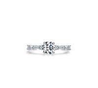 Simple Promise Rings for Women Wedding Ring Sterling Silver S925 1.7mm Cubic-Zirconia Elegant Style with Solitaire Size P 1/2 Gifts for Popular