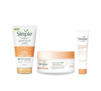 Simple Protect 'N' Glow Express Glow Clay Polish Cleanser, 1x 150 ml + Triple Protect Moisturiser, 1x 40 ml + Rest and Reset 72h Hydrating Gel, 1x 50 ml - Set of 3