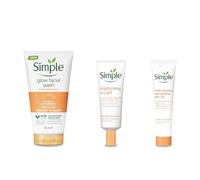 Simple Protect 'N' Glow Express Glow Clay Polish Cleanser, 1x 150 ml + Triple Protect Moisturiser, 1x 40 ml + Brightening Eye Gel, 1x 25 ml - Set of 3
