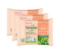 Simple Protect 'N' Glow Instant Cleansing Wipes for Dull & Tired Skin - 3 Pack