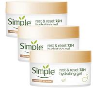 Simple Protect 'N' Glow Rest and Reset 72 Hours Hydrating Gel cruelty-free, vegan moisturiser to enhance glowing skin 50 ml, Pack of 3