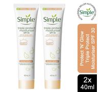 Simple Protect 'n' Glow Triple Protection Moisturiser SPF30 (2x40ml) with Vitamins C & E, UVA/UVB, Pollution & Blue Light Shield - 67842322