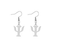 Simple Psi Symbol Dangle Earrings Stainless Steel Psychologist Gift Drop Earrings for Women (Silver Colour)