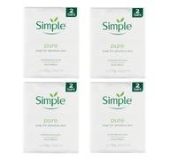 Simple Pure Soap 4 x Twin Packs Each Pack 2 Bars 100 G, Pure & Gentle Soap Bar for sensitive - Natural Cleansing for Soft and Healthy Skin, Total (8-Bars)