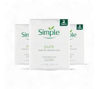 Simple Pure Soap 6 Bar Multi-Pack (3 x Twin Packs) - Gentle & Moisturising Cleansing Bar for Sensitive Skin - Fragrance-Free, Hypoallergenic & Dermatologically Tested