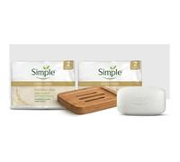 Simple Pure Soap Oatmeal Bar 4 x 100g + Dr Cosi Bamboo Soap Dish Bundle | Fragrance-Free, Color-Free, Vegan Gentle Cleanser for Sensitive, Dry & Delicate Skin