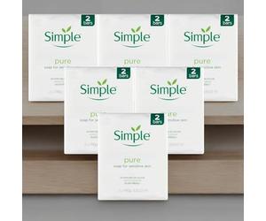 Simple Pure Soap Twin Pack For Senstive Skin & Gentle Cleansing 2x100g Pack of 6 (12 bars in total)