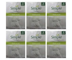 Simple Pure Soap Twin Pack For Senstive Skin & Gentle Cleansing 6 x 100g