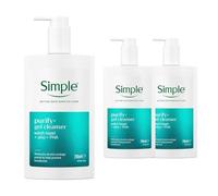 Simple Purify+ Gel Facial Cleanser 240ml, 3 Pack - Hydrating Face Wash with Pro-Vitamin B5 and Pentavitin for Sensitive Skin, No Perfume or Colour, Gentle Daily Skincare