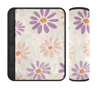 Simple Purple Daisy Flowers Pastel Pink Background 2 Pack carseat Seatbelt Covers Release Stress to Your Neck and Shoulders for Airplane funda para cinturón de carro