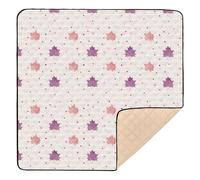 Simple Purple Leaves Cartoon Pattern Baby Play Mat for Floor, 50x50 inch Playpen Mat,Thicken Soft Non-Slip Tummy Time Mat for Toddlers and Infants