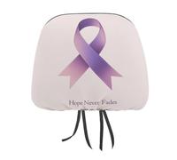 Simple Purple Ribbon Hope Never Fades Printed Car Headrest Cover,2 Pieces, Elastic Comfort Head Rest Cover for Women Men, Universal Fits Most Cars Van SUV Truck, Car Interior Decor Accessories