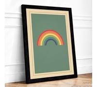 Simple Rainbow Arc Minimalist Framed Wall Art Print A1 Black