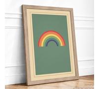 Simple Rainbow Arc Minimalist Framed Wall Art Print A3 (42×29.7cm) Oak, Wall Decor for Living Room, Bedroom, Office & Home, Ready to Hang, Art Gift