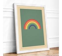 Simple Rainbow Arc Minimalist Framed Wall Art Print A3 (42×29.7cm) White, Wall Decor for Living Room, Bedroom, Office & Home, Ready to Hang, Art Gift