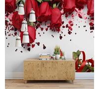 Simple Red Beautiful Rose Romantic Flower 3D Wallpaper Easy Install Feature Office Living Room Sofa Bedroom TV Background Wall Decoration-350cm×256cm