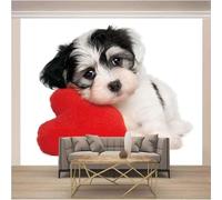 Simple Red Heart Animal Puppy 3D Wallpaper Luxury Home Dining Decor Paste Sofa Living Room The Wall for Bedroom Mural-200cm×140cm