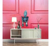 Simple Red Wooden Door Animal Art 3D Wallpaper Easy Install Feature Office Living Room Sofa Bedroom TV Background Wall Decoration-350cm×256cm