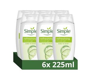 Simple Refreshing Cucumber Body Wash Pack of 6 Natural Extract 225ml Bottles