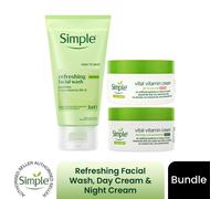 Simple Refreshing Face Wash, Vital Vitamin Day & Night Cream Bundle