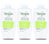 Simple Refreshing Shower Gel 225ml x3 Moisturising Sensitive Skin