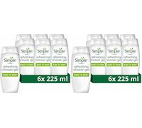 Simple Refreshing Shower Gel body wash with natural cucumber extract for dry skin 6x 225 ml (Pack of 2)