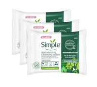 Simple Regeneration Age-Resisting Cleansing Wipes with Green Tea Goodness, Gently Remove Makeup & Impurities, Hydrate & Nourish Skin, Suitable for Sensitive Skin, 3 Pack