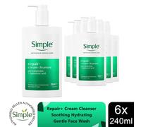Simple Repair+ Cream Cleanser Soothing Hydrating Gentle Face Wash 240ml, 6 pack