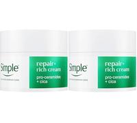 Simple Repair+ Facial Moisturiser pro-ceramides + cica relieves redness and repairs skin barrier 50 ml (Pack of 2)