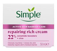 Simple Repairing Rich Face Cream facial moisturiser with 22% ceramide boosters, organic cica and provitamin B5, sensitive skin 50 ml