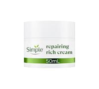 Simple Repairing Rich Face Cream facial moisturiser with 22% ceramide boosters, organic cica and provitamin B5 for a stronger skin barrier repairs and replenishes very dry, sensitive skin 50 ml