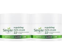 Simple Repairing Rich Face Cream facial moisturiser with 22% ceramide boosters, organic cica and provitamin B5 for a stronger skin barrier repairs and replenishes very dry, sensitive skin 50 ml