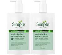 Simple Replenishing Cream Cleanser - Gentle Face Wash with Pro-Ceramides & Hyaluronic Acid - Restores Dry, Dehydrated Skin & Strengthens Skin Barrier - 240ml (Pack of 2)