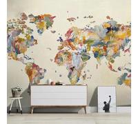 Simple Retro Abstract Graffiti Art Map 3D Wallpaper Silky Texture Home Study Office Grey Dining Room Sofa Bedroom Living Room TV Backdrop-350cm×256cm