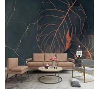Simple Retro Art Line Orange Leaf 3D Wallpaper Easy Install Feature Office Living Room Sofa Bedroom TV Background Wall Decoration-200cm×140cm