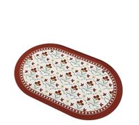 Simple Retro Bathroom Mat, Thin Absorbent Non-Slip Quick Drying Washable Bath Mat, Vintage Oval Bathmat (H,40X60cm)