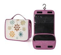 Simple Retro Snowflake Vintage Travel Toiletry Bag for Women,Hanging Makeup Organizer with Hook for Shampoo