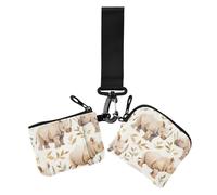 Simple Rhino Leaves Women's Coin Wallet Card Holder Thin Flat Card Organizer Purse with Wristlet Strap for Ladies 2 Pcs