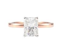 Simple Ring, Jewelry Rings Engagement with White Rectangle Shape Moissanite 9K Rose Gold Size S 1/2