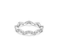 Simple Rings for Women, Stackable Rings for Women Classic Wave Design with Marquise Round Moissanite 9K White Gold Size M 1/2