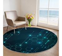 Simple Round Area Rug 160 cm, Abstract 3D Geometric Non-Slip Washable Circle Rug for Bedroom Living Room Nursery Decor, Soft Low Pile & Non Shedding Flannel Indoor Mat, Black
