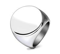 Simple Round Glossy Ring Stainless Steel Statement Thumb Middle Knuckle Finger Chunky Wide Polished Band Personalized Cool Jewelry Gifts for Men Women Bff Birthday (Silver, US7=O)