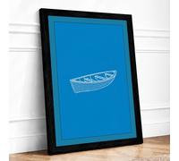 Simple Rowboat Minimalist Framed Wall Art Print A2 Black