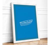 Simple Rowboat Minimalist Framed Wall Art Print A3 (42×29.7cm) White, Wall Decor for Living Room, Bedroom, Office & Home, Ready to Hang, Art Gift
