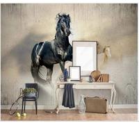 Simple Running Horse Personalised Vintage Art 3D Wallpaper Textured Silk Easy Install Living Room Sofa Bedroom Dining Room Home Decoration Wall-350cm×256cm