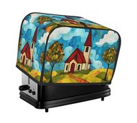 Simple Rural Architecture Toaster Cover 2 Slice Kitchen Small Appliance Covers With Pockets Dust And Fingerprint Protectio