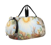 Simple Safari Animals Cartoon Kids Duffel Bag with Shoes Compartment Lightweight Kids Overnighter Duffel Bags for Beach Swim Bags Pool Sports